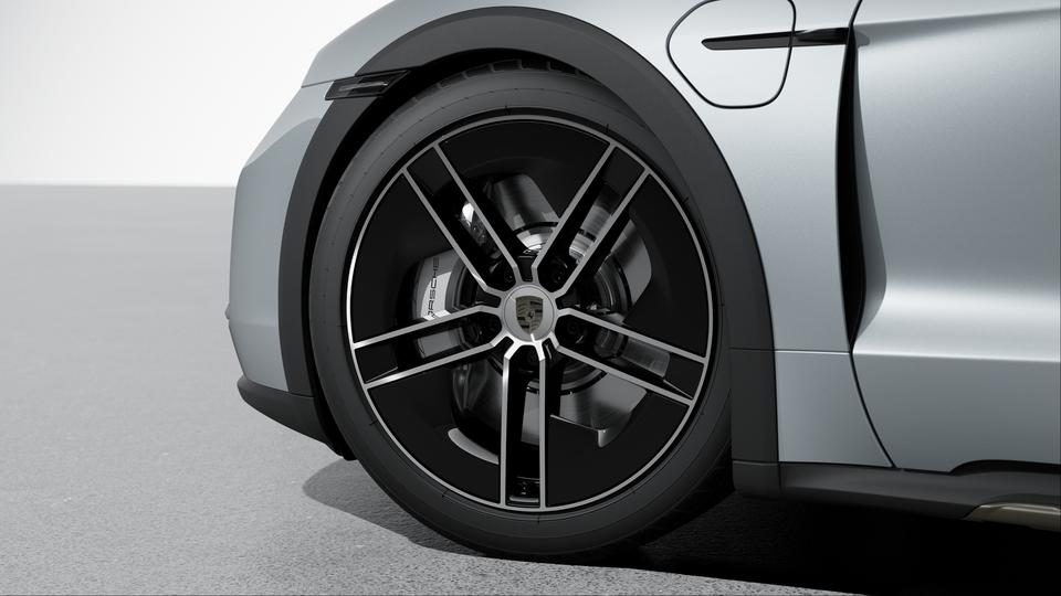 21-inch Taycan Exclusive Design Wheels painted in Black (high-gloss), highly polished