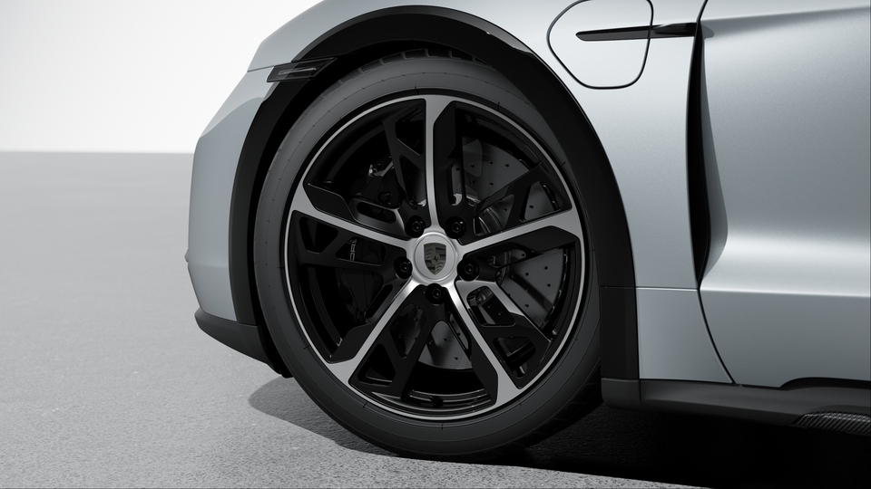 Porsche Ceramic Composite Brake (PCCB) avec étriers de frein peints en Noir (fintion brillante)