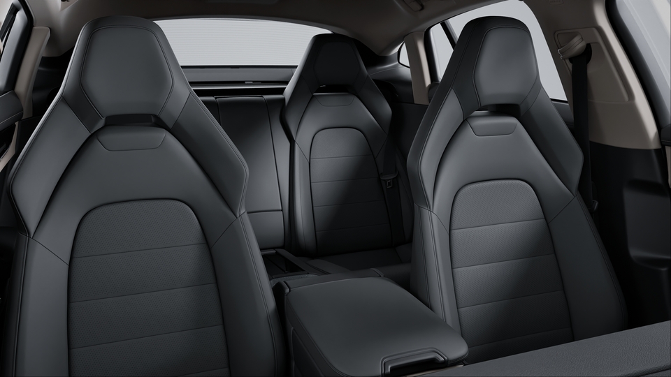 Two-tone partial leather interior in Black and Chalk Beige