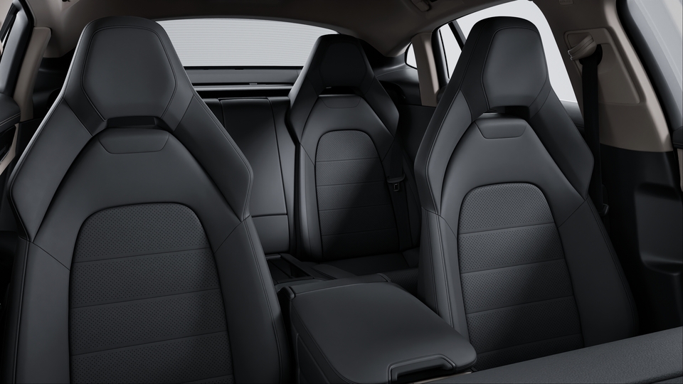 Two-tone partial leather interior in Black and Chalk Beige