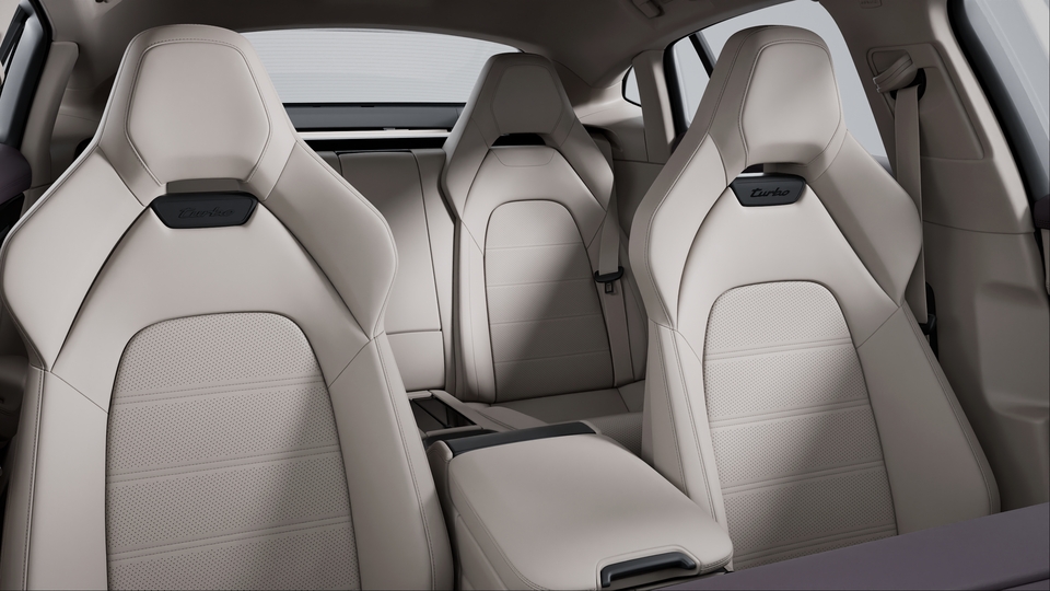 Two-tone leather interior in Blackberry and Chalk Beige, smooth-finish leather