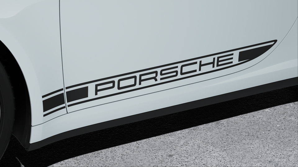 Decorative 'PORSCHE' side logo in black