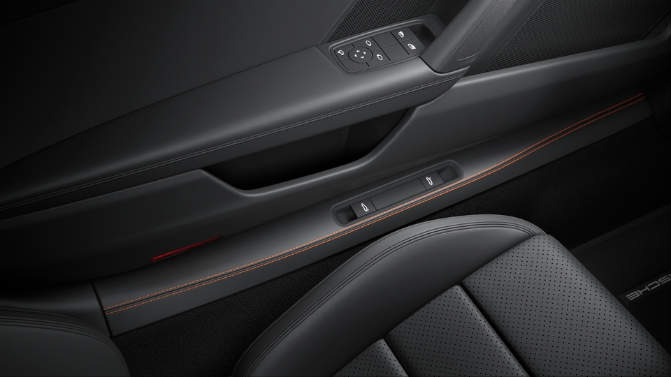 Inner Door Sill Guards Leather with coloured decorative stitching