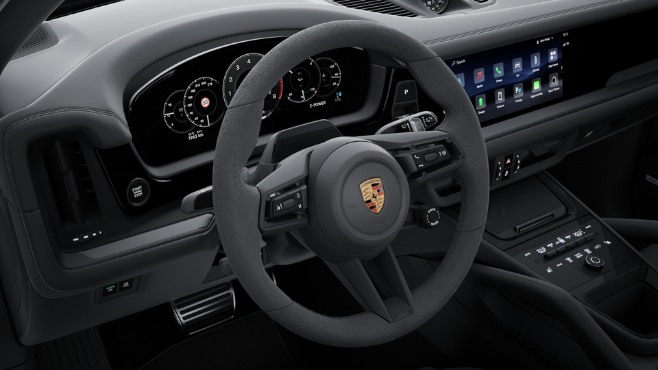 GT sports steering wheel with steering wheel with rim in Race-Tex and steering wheel heating