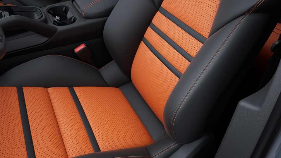 Decorative stitching and seat centres in leather in contrasting colour