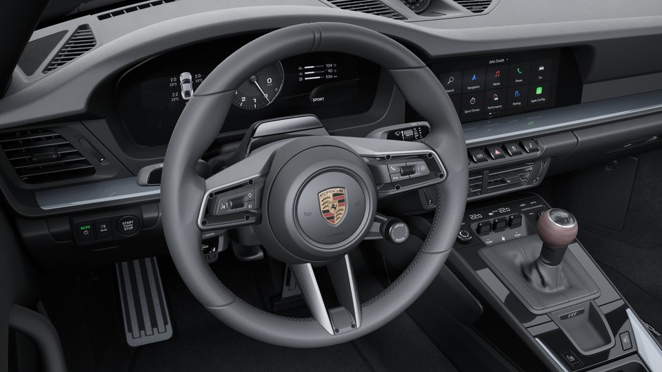 Heated GT sports steering wheel leather with steering wheel panel carbon matt