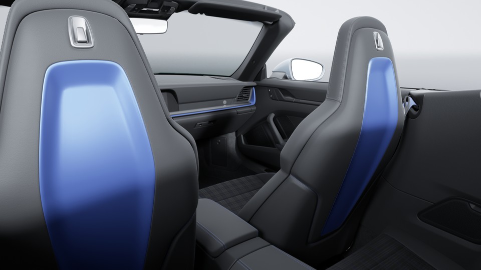 Sports Seat Plus backrests leather with decorative inlay painted in Gentian Blue (satin-gloss)