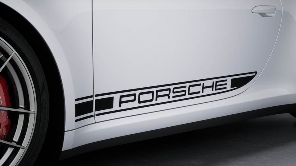 "PORSCHE" Logo Decal on Side in Black