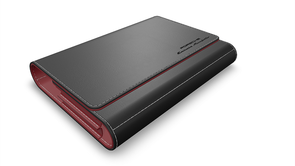 Board briefcase leather with coloured decorative stitching