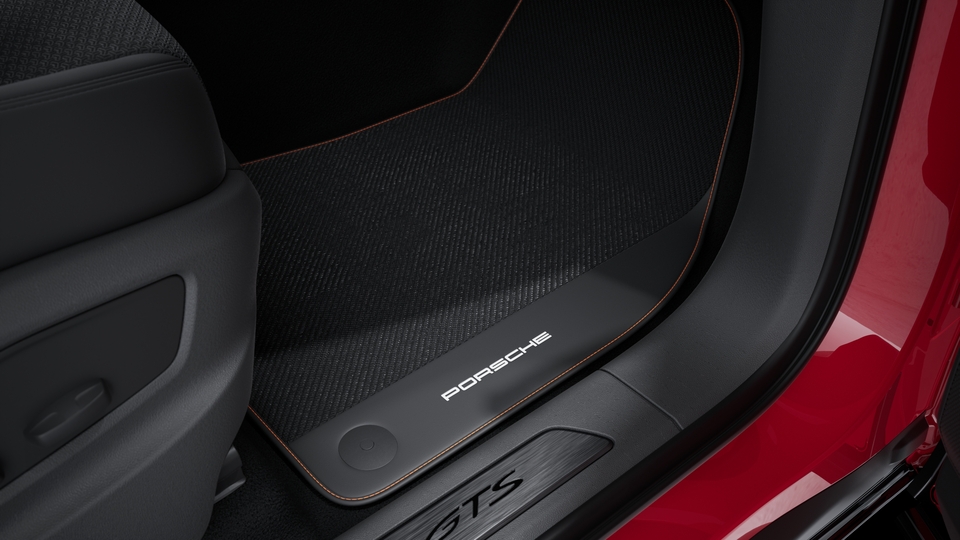Carbon Fiber Floor Mats with Leather Edging and Stitching