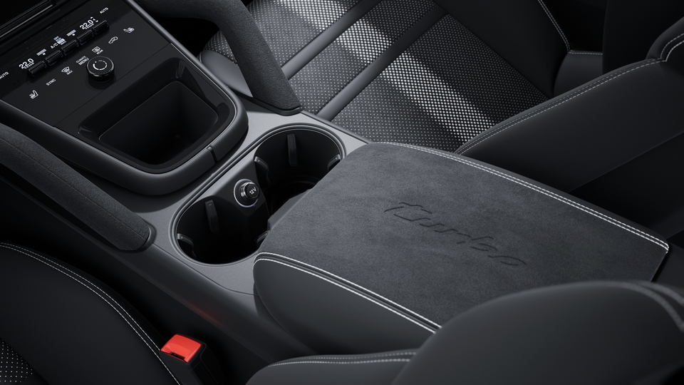 Model logo embossed on centre console armrest