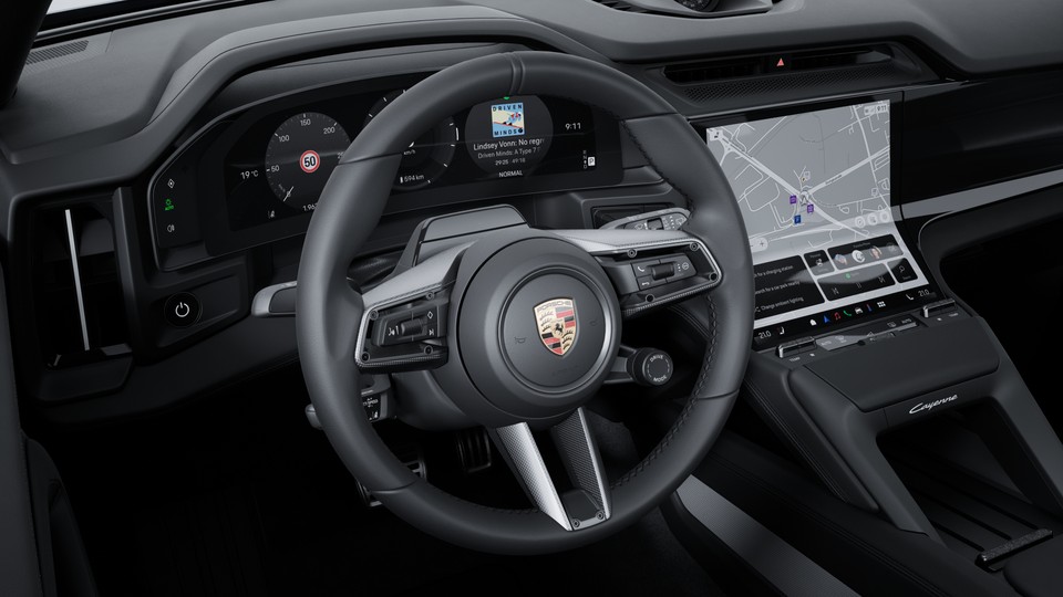 Heated GT Sports steering wheel leather with inlay in carbon matt