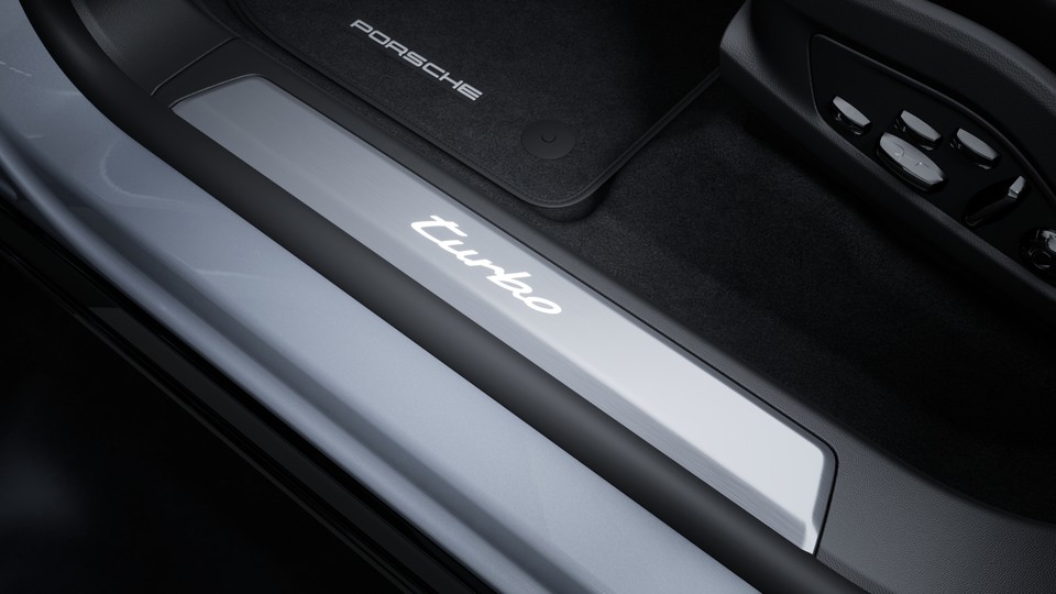 Door sill guards in brushed aluminium, illuminated