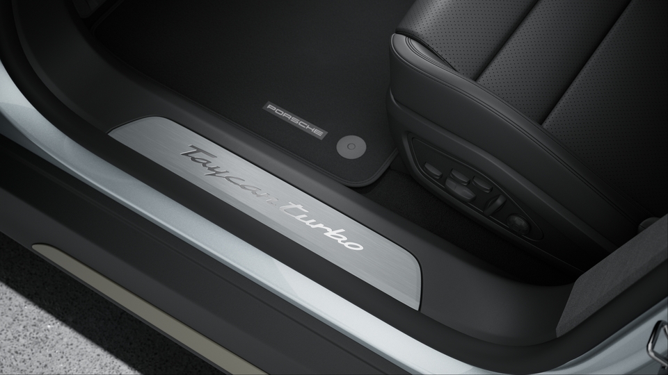 Door sill guards brushed aluminium Silver coloured