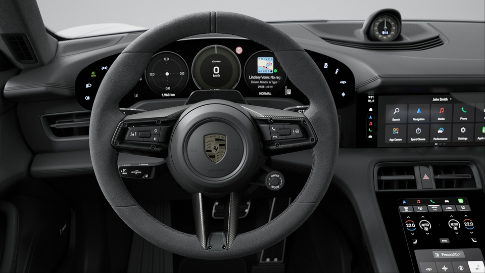 Steering Wheel Trim Carbon matt and Steering Wheel Rim Race-Tex including Steering Wheel Heating (i.c.w. Sport Chrono Package and Leather Interior)