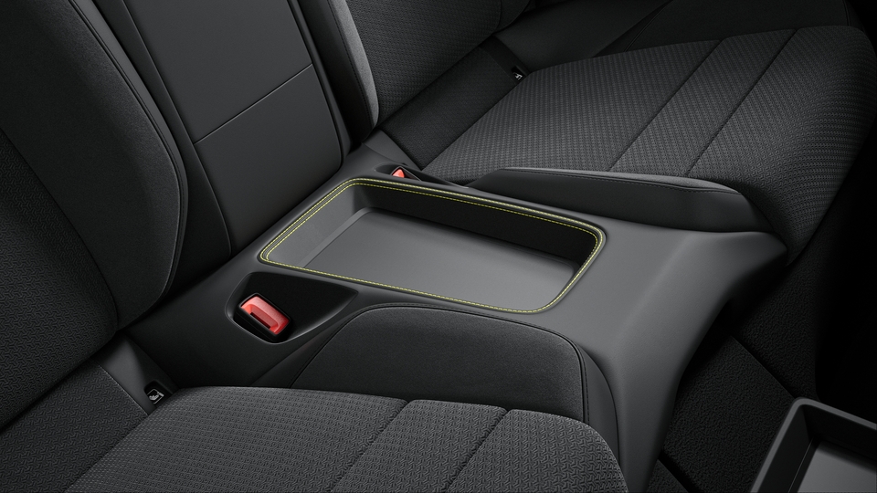 Storage Tray Rear Seats Leather with coloured decorative Stitching