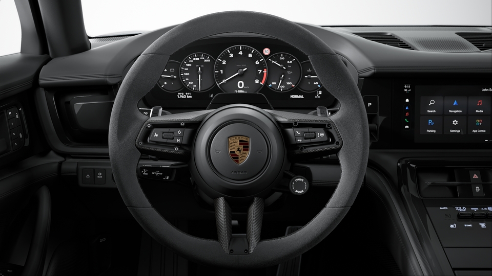 Heated GT Sport Steering Wheel in Race-Tex with Trim in Matte Carbon Fiber