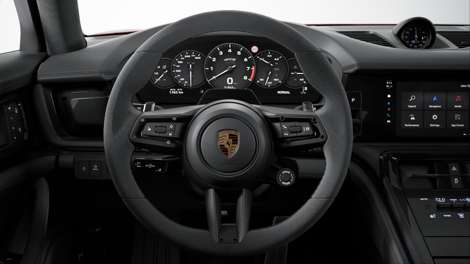 Heated GT Sport Steering Wheel in Race-Tex with Trim in Matte Carbon Fiber