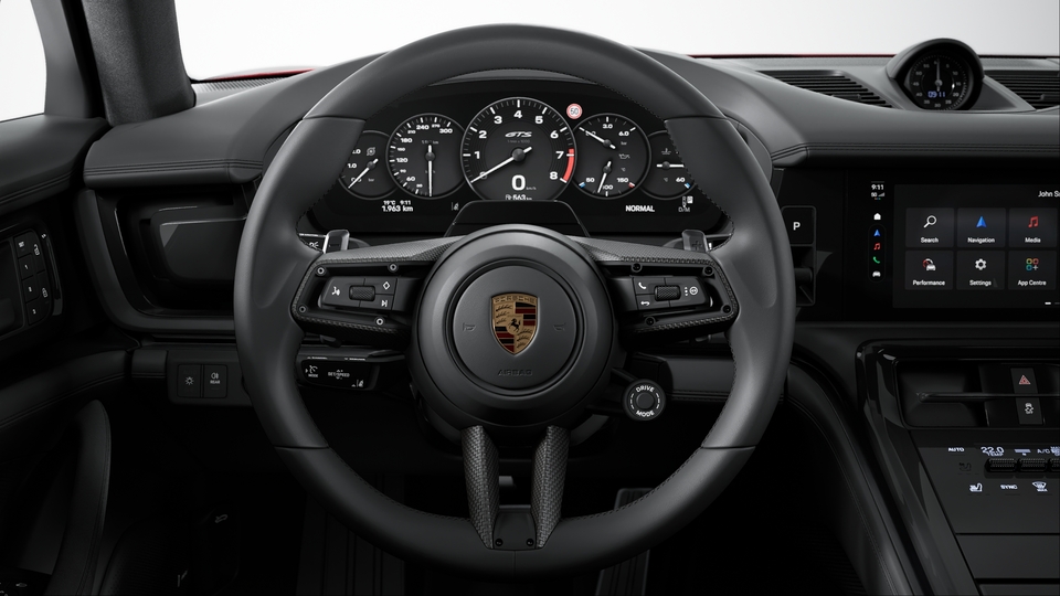 Heated GT Sport Steering Wheel in Leather with Trim in Matte Carbon Fiber
